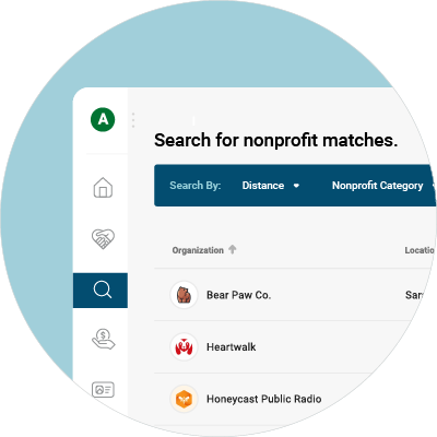 nonprofit matches search